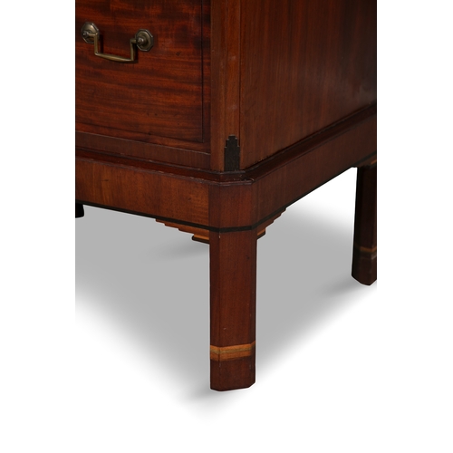 114 - AN IRISH INLAID MAHOGANY TALLBOY CHEST BY JAMES HICKS CIRCA 1930,  fitted with two short drawers and... 