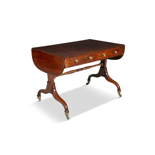 116 - A REGENCY MAHOGANY SOFA-TABLE CIRCA 1810,   with two frieze drawers and two opposing false drawers o... 