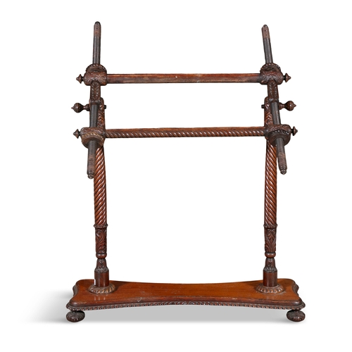 119 - A ROSEWOOD LADY'S TAPESTRY STRETCHER,  with articulated and adjustable frame and threaded timer upri... 