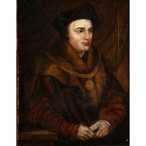 137 - AFTER HANS HOLBEIN THE YOUNGER Portrait of Sir Thomas More Oil on canvas, 37 x 29cm