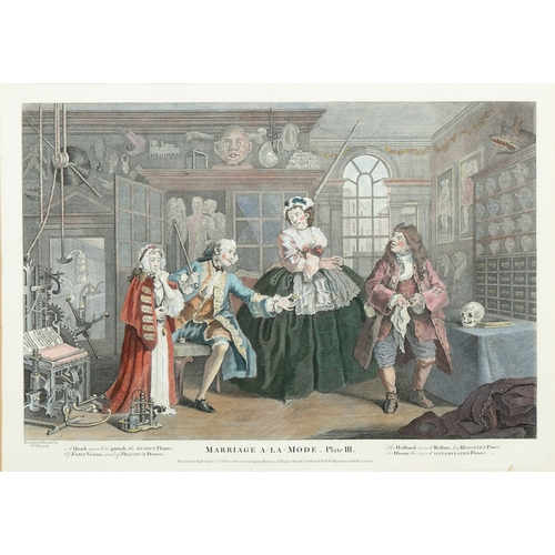 165 - AFTER WILLIAM HOGARTH (1697 - 1764) Marriage A - la Mode Plates I - VI Coloured engravings, 26 x 37c... 