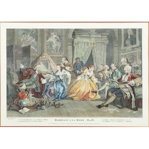 165 - AFTER WILLIAM HOGARTH (1697 - 1764) Marriage A - la Mode Plates I - VI Coloured engravings, 26 x 37c... 