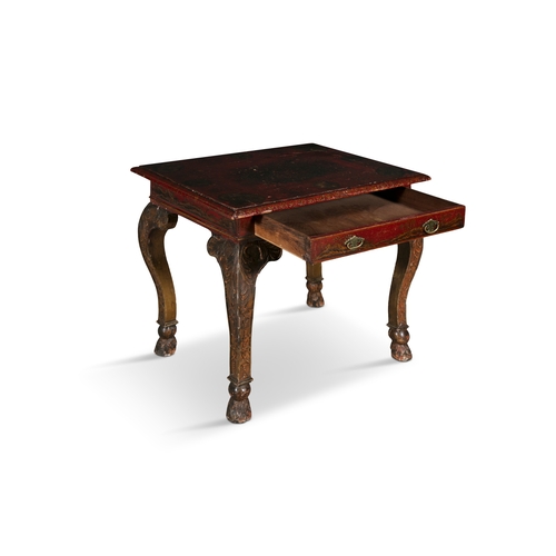 186 - A RED LACQUER AND GILT-DECORATED RECTANGULAR TABLE 19TH CENTURY,  the moulded top decorated with flo... 