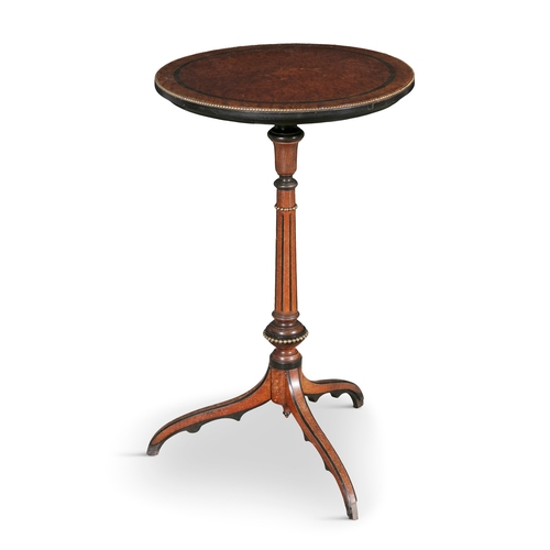 198 - A FRENCH BURR WALNUT AND GILT-METAL MOUNTED OCCASIONAL TABLE 19TH CENTURY,   the circular top with e... 