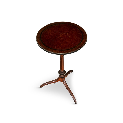 198 - A FRENCH BURR WALNUT AND GILT-METAL MOUNTED OCCASIONAL TABLE 19TH CENTURY,   the circular top with e... 