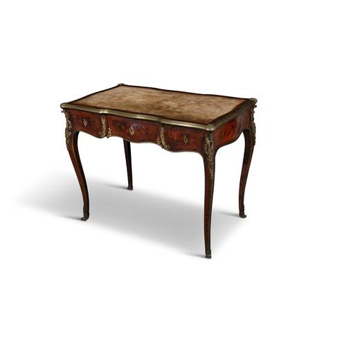 200 - A LOUIS XV STYLE GILT-METAL MOUNTED KINGWOOD AND PARQUETRY BUREAU PLAT LATE 19TH CENTURY,   the shap... 