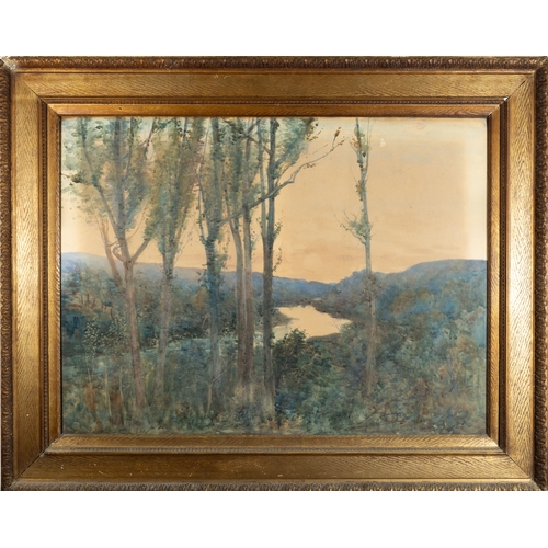 201 - JOHN BAILLIE (EARLY 20TH CENTURY) River Landscape with Trees Watercolour, 70 x 95cm Signed