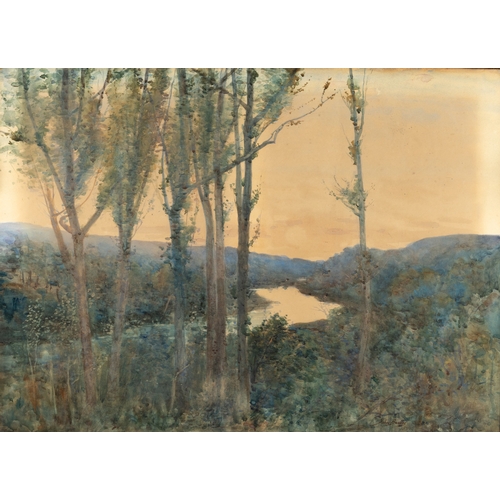 201 - JOHN BAILLIE (EARLY 20TH CENTURY) River Landscape with Trees Watercolour, 70 x 95cm Signed