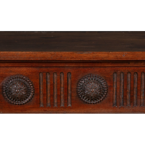 243 - AN IRISH GEORGE III MAHOGANY SIDE TABLE,  the frieze decorated with carved circular bosses on square... 