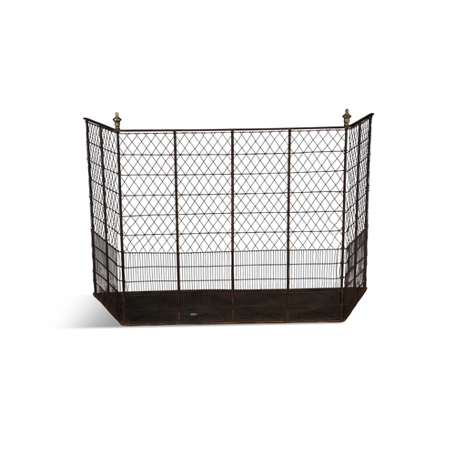 3 - A WIREWORK NURSERY FENDER 19TH CENTURY,   with mesh grill panels, angled sides and zinc base plate. ... 