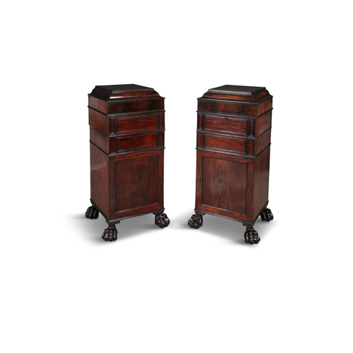 40 - A PAIR OF GEORGE IV MAHOGANY DINING ROOM PEDESTALS CIRCA 1820  each of upright rectangular form, wit... 