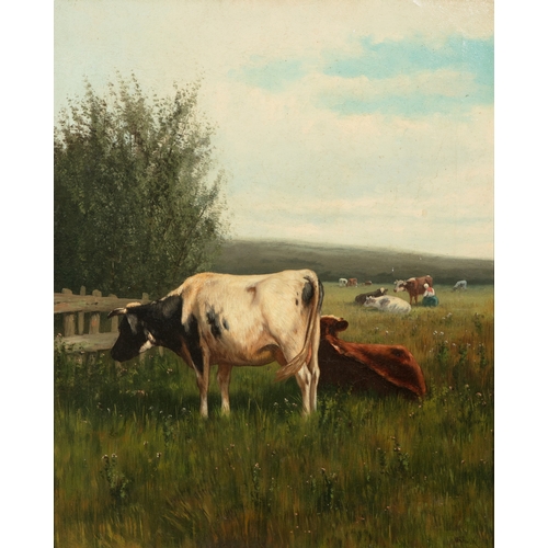 52 - WILLIAM FREDERICK HULK (BRITISH 1852 - 1922) Cattle in Landscape Signed Oil on canvas, 50 x 39cm