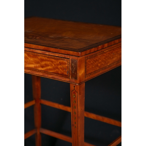 56 - A FINE PAINTED SATINWOOD AND ROSEWOOD BANDED WRITING TABLE ATTRIBUTED TO GILLOWS OF LANCASTER CIRCA ... 