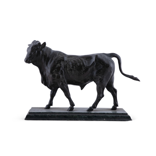 6 - FRENCH SCHOOL, 20TH CENTURY  Walking bull Bronze, 22cm high, 32cm wide