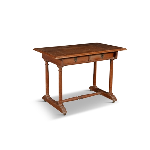 61 - A VICTORIAN PUGIN STYLE PINE SIDE TABLE,  the rectangular top with thumb moulded rim and twin frieze... 