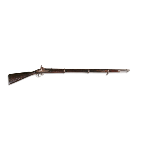 74 - AN EAST INDIA COMPANY PATTERN PERCUSSION ACTION ENFIELD MUSKET MID-19TH CENTURY,   with infantry mar... 