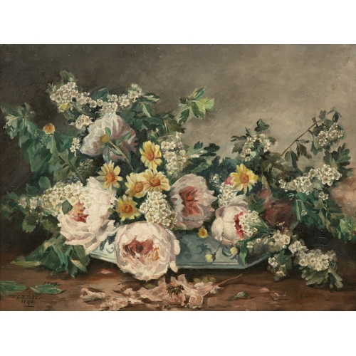 96 - C.J. TODD, CIRCA 1898 Still Life Study of Roses  Signed Oil on board, 45 x 60cm