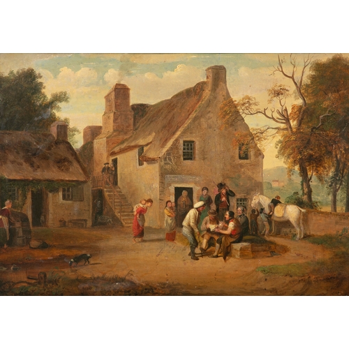 99 - ALEXANDER CARSE (SCOTTISH CIRCA 1770 - 1843)  Figures in a Courtyard Signed and dated 1818; with wax... 