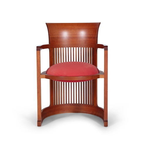 125 - FRANK LLOYD WRIGHT (1867 - 1959)  Barrell Chair by Frank Lloyd Wright for Cassina in cherrywood. Wit... 