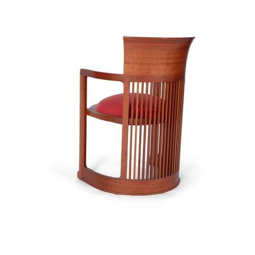 125 - FRANK LLOYD WRIGHT (1867 - 1959)  Barrell Chair by Frank Lloyd Wright for Cassina in cherrywood. Wit... 