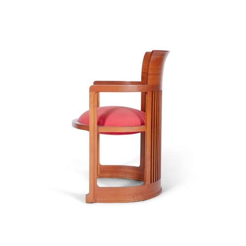 125 - FRANK LLOYD WRIGHT (1867 - 1959)  Barrell Chair by Frank Lloyd Wright for Cassina in cherrywood. Wit... 