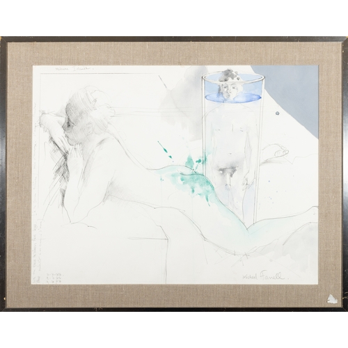 129 - MICHAEL FARRELL (1940-2000)  Study, Miss O'Murphy Pencil and watercolour, 48.5 x 63.5cm Signed and i... 