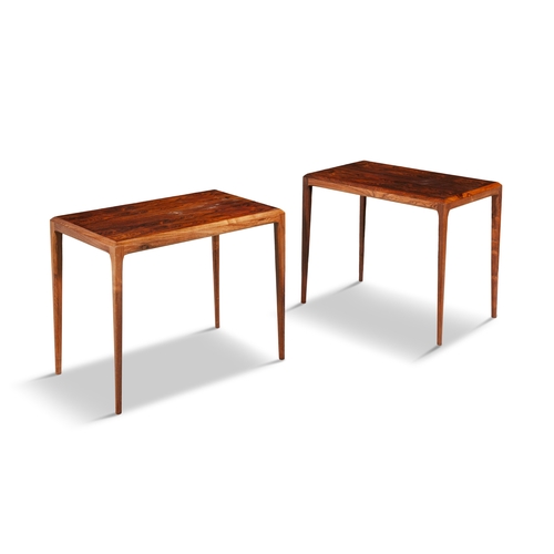 153 - SIDE TABLES  A pair of rosewood side tables for Silkeborg, Denmark. With maker's label. c.1960. 60 x... 