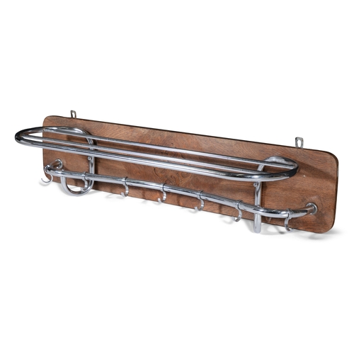 172 - COAT RACK  A chrome wall coat rack. 89 x 20cm