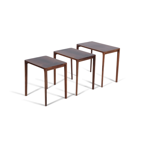 177 - NEST OF TABLES  A rosewood trio nest of tables with maker's label. Denmark, c.1960. 64 x 38.5 x 57cm... 