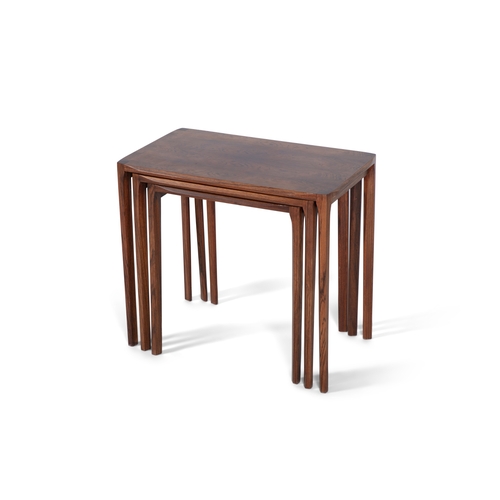 177 - NEST OF TABLES  A rosewood trio nest of tables with maker's label. Denmark, c.1960. 64 x 38.5 x 57cm... 