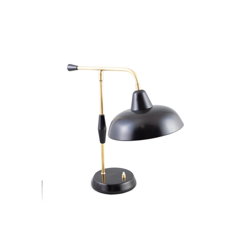 178 - LAMP  A brass and enamel desk lamp. Italy, c.1960. 36cm(h)