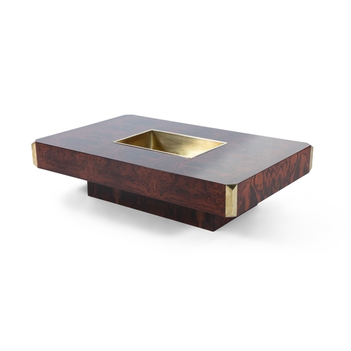 19 - WILLY RIZZO  A burl wood coffee table by Willy Rizzo for Mario Sabot with brass detailing. Italy, c.... 