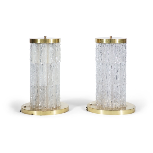 22 - TABLE LAMPS  A pair of lucite and gilt metal table lamps. Italy, c.1970. 35cm(h)