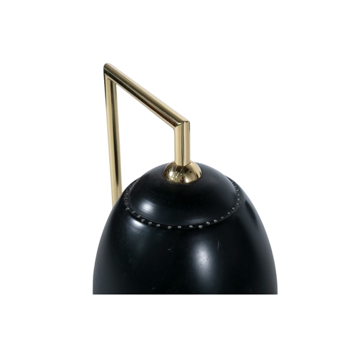 23 - TABLE LAMPS  A pair of gilt metal table lamps with black enamel shades, 71cm(h)