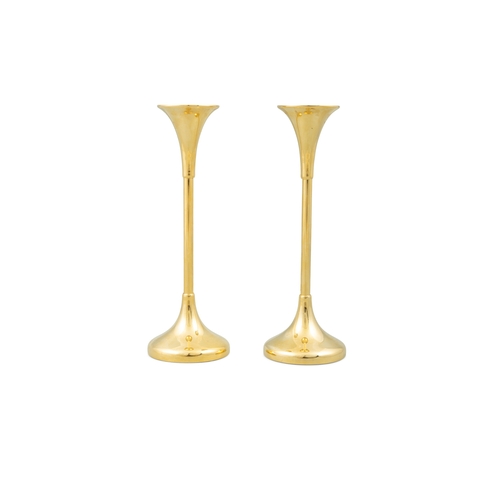 35 - CANDLESTICKS  A pair of brass candlesticks. Italy. 20cm(h)