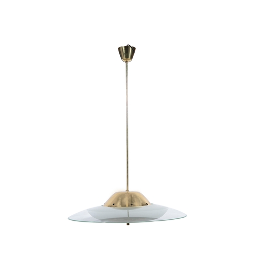 37 - FONTANA ARTE  'A Model 1239' ceiling light by Fontana Arte. Glass and brass. Italy, c.1960. Signed F... 