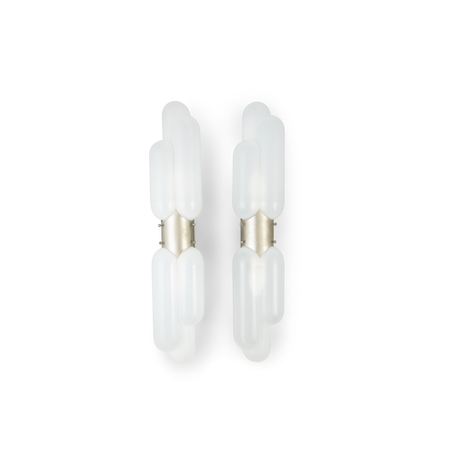 42 - CARLO NASON (B.1935)  A pair of Torpedo glass wall sconces by Carlo Nason for Mazzega. Italy. c.1970... 