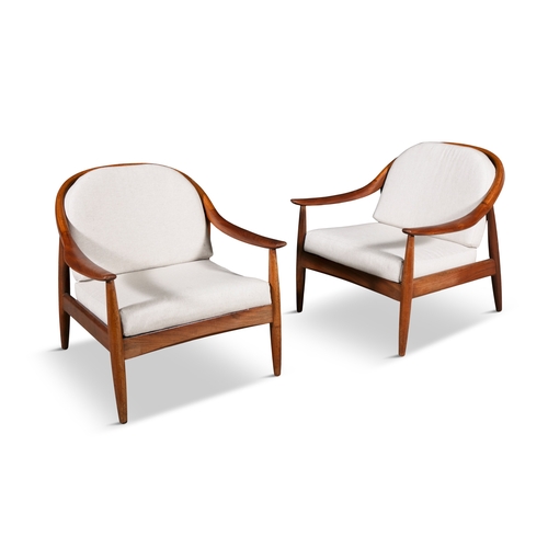 53 - LOUNGE CHAIRS  A pair of lounge chairs in the manner of Finn Andersen. Denmark, c.1960. 70 x 75 x 72... 