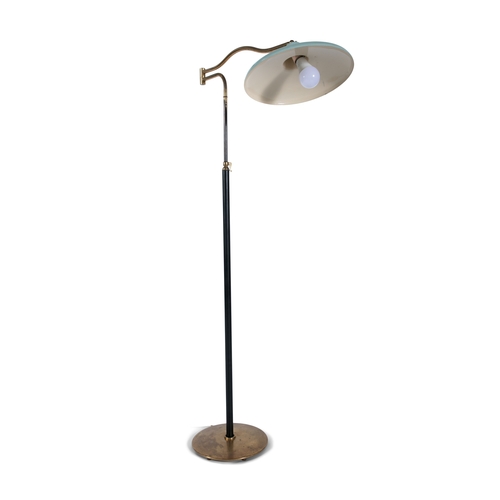 54 - FLOOR LAMP  A brass and enamel extendable floor lamp. Italy, c.1950. 190cm(h)