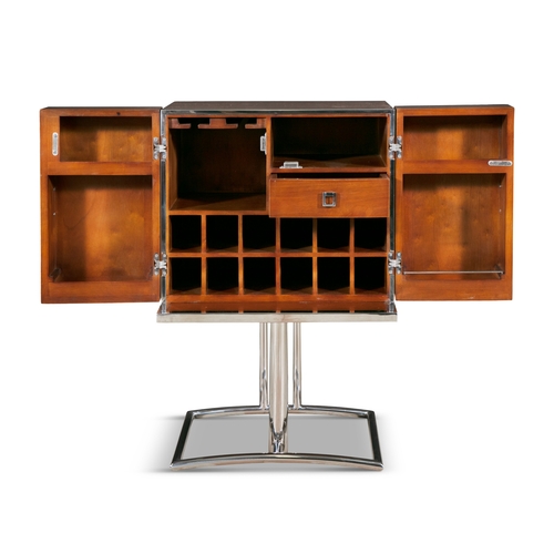 55 - DRINK'S CABINET  A chrome and walnut drink's cabinet, 60 x 45.5 x 94.5cm(h)