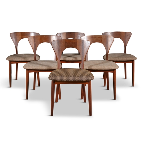 57 - NIELS KOEFOED  A set of six teak upholstered 'Peter' chairs by Niels Koefoed. With maker's label. c.... 