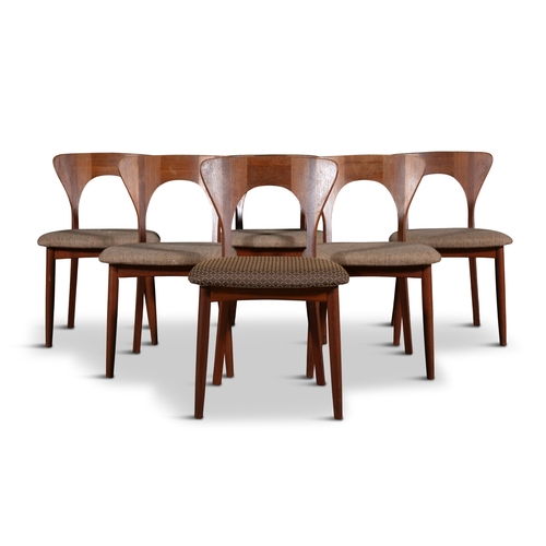 57 - NIELS KOEFOED  A set of six teak upholstered 'Peter' chairs by Niels Koefoed. With maker's label. c.... 