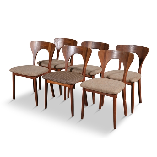 57 - NIELS KOEFOED  A set of six teak upholstered 'Peter' chairs by Niels Koefoed. With maker's label. c.... 