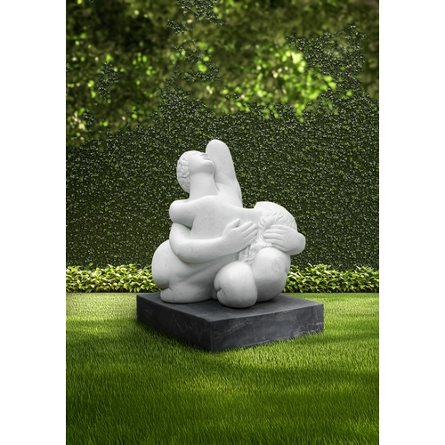 60 - DAVID WYNNE OBE (1926 – 2014)  Awakening Lovers (1996) Carrera marble on a limestone platform base 1... 