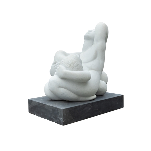 60 - DAVID WYNNE OBE (1926 – 2014)  Awakening Lovers (1996) Carrera marble on a limestone platform base 1... 