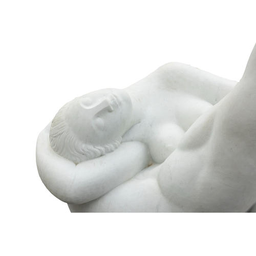 60 - DAVID WYNNE OBE (1926 – 2014)  Awakening Lovers (1996) Carrera marble on a limestone platform base 1... 