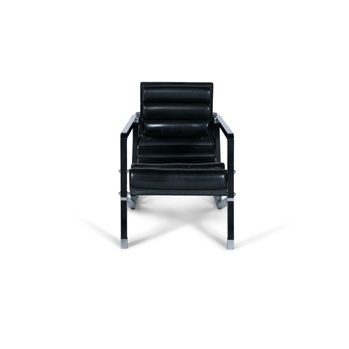 70 - EILEEN GRAY (1878 - 1976)  Transit Chair by Eileen Gray. Leather, lacquer and metal c.1980. 56 x 107... 