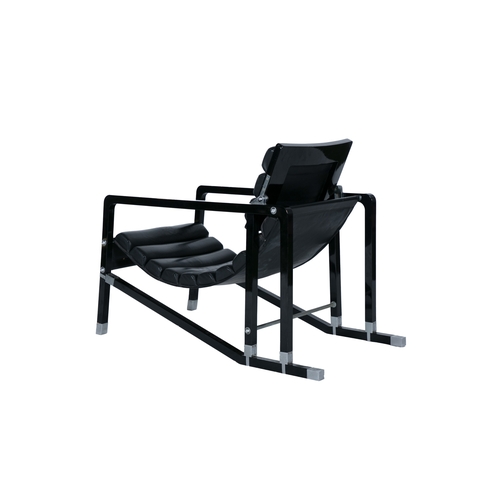 70 - EILEEN GRAY (1878 - 1976)  Transit Chair by Eileen Gray. Leather, lacquer and metal c.1980. 56 x 107... 