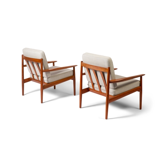 83 - ARNE VODDER (1926 - 2009)  A pair of teak lounge chairs by Arne Vodder in Abraham Moon wool. Denmark... 