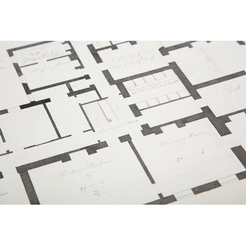 27 - ATTRIBUTED TO THOMAS PENRONE (1741-1792)  Two architectural drawings depicting (1) Ground Plan of th... 